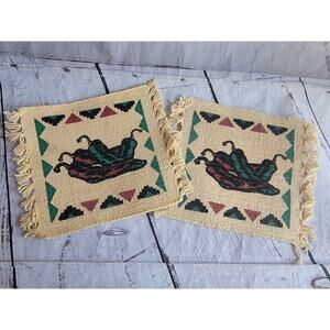 Set 4 El Paso Saddle Blanket Co. Coasters Indian Chili Pepper Western Southwest